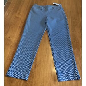 ACEGOLFS Womens Pants Blue & White Gingham Stretch Golf  - Med. - New W/Tags